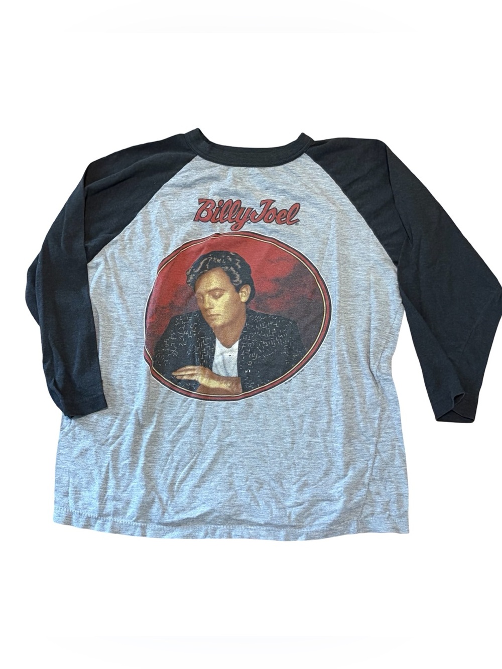 1984 William Joel Billy Joel Raglan Tee in Gray and Black vintage original